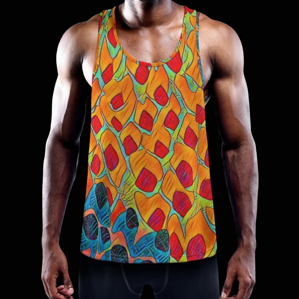 “Fractured Sunset” Slim Y-back Muscle Tank Top