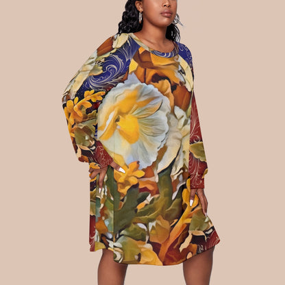 “Solara” Women's Dress With Raglan Sleeve(Plus Size)