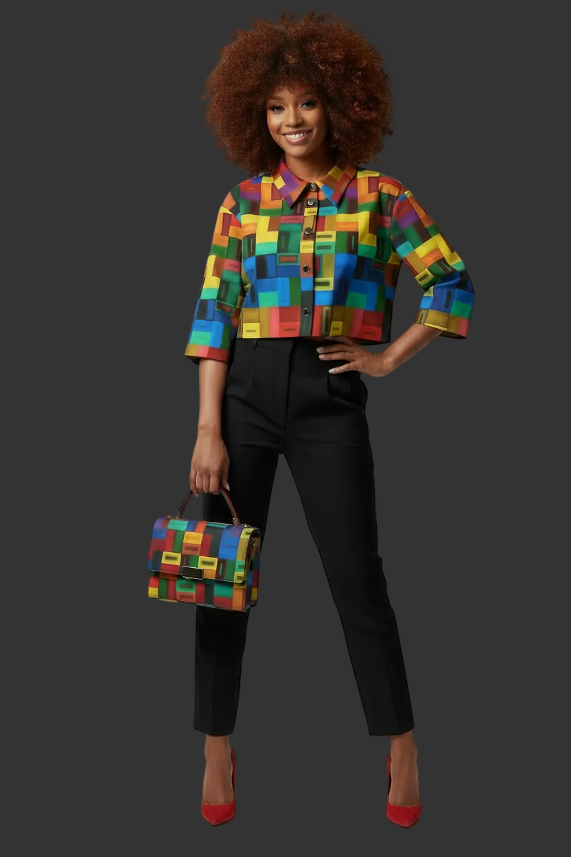 “Blocked” Women's Cropped Jacket | 245GSM Cotton