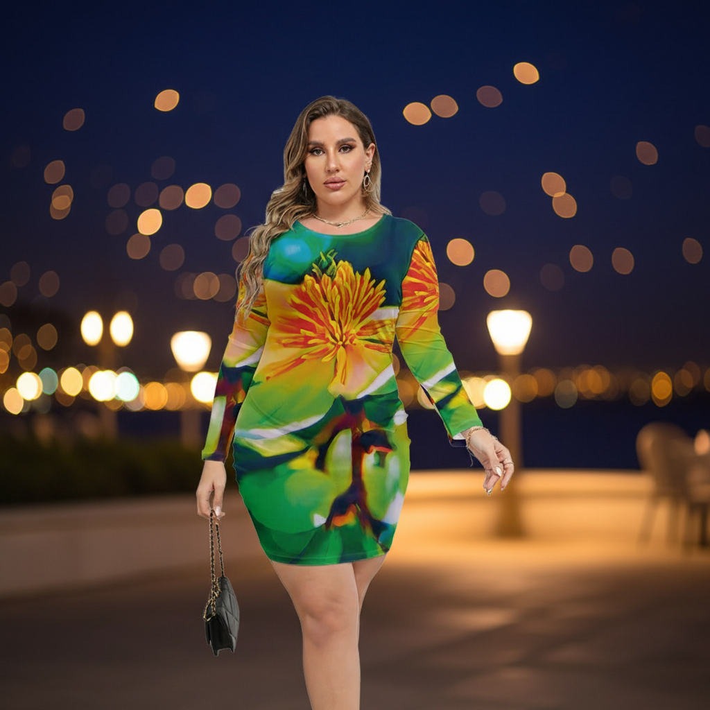 “Magnolia” Women's Mesh Dress (Plus Size)