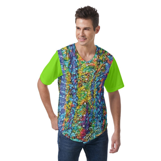 “Flouro Jungle” Men's Short Sleeve Baseball Jersey