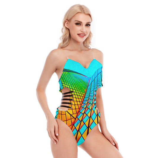 “Opera House 1” Women's Tube Top Bodysuit With Side Black Straps