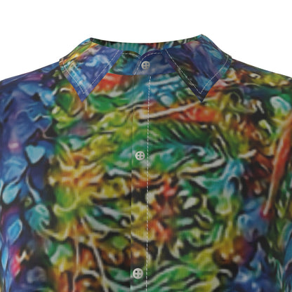 “Flouro Jungle” Men's Imitation Silk Short-Sleeved Shirt