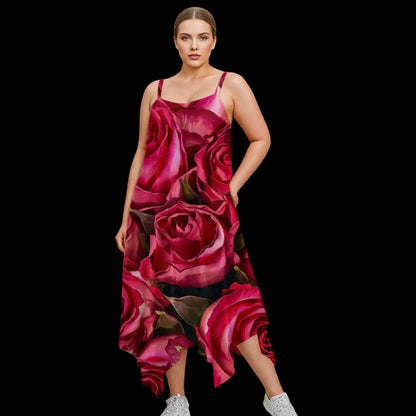 “Rose Red” Ladies Spaghetti Strap Maxi Dress