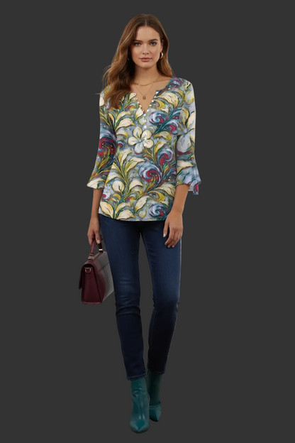 “Whispers of Spring” Women's T-shirt With 3/4 Sleeve