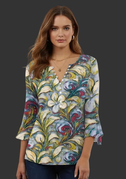 “Whispers of Spring” Women's T-shirt With 3/4 Sleeve