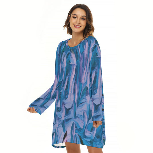 “Evening Paperbark”  Loose Crew Neck Dress