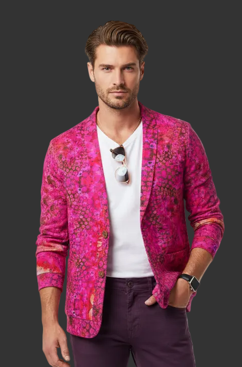 “Fuchsia Blast” Unisex V-neck Knitted Fleece Cardigan With Button Closure