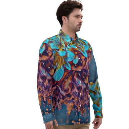 All-Over Print Men's Imitation Silk Long-Sleeved Shirt