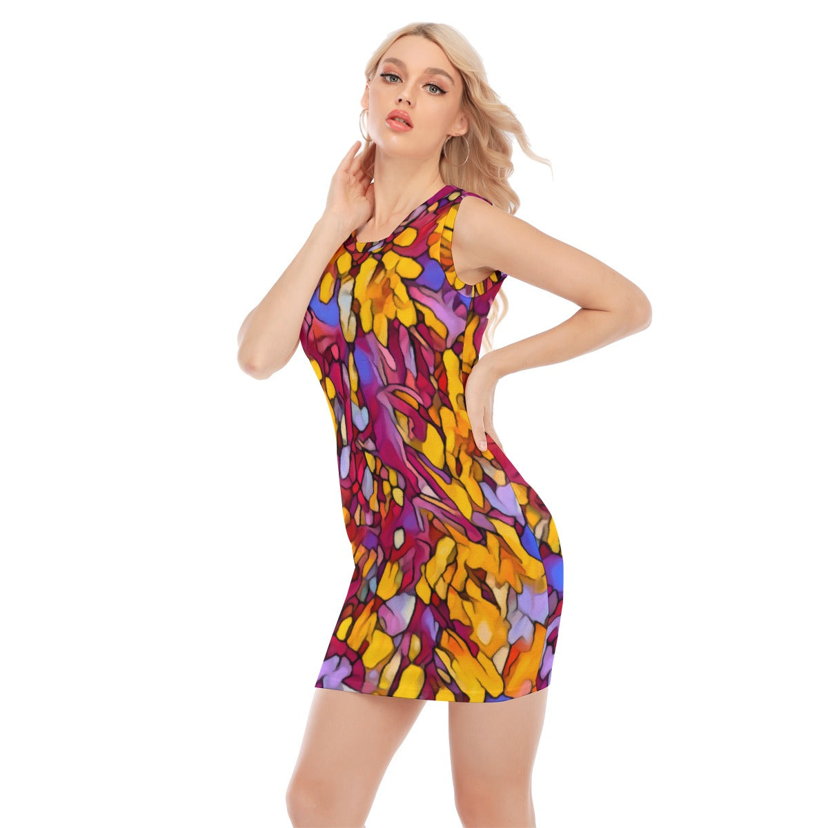 “The Language of Light” Women's O-neck Sleeveless Hip Skirt