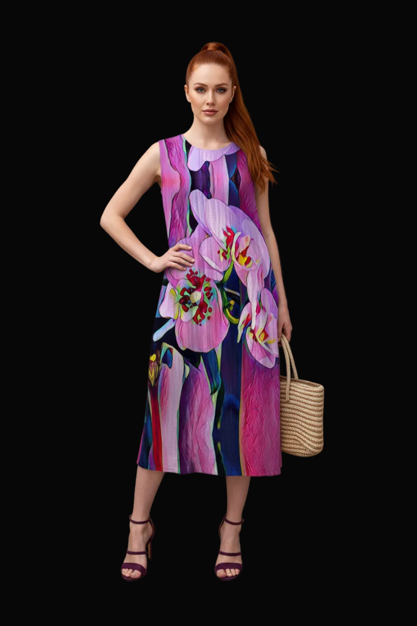 “Pink Orchid” Sleeveless Dress|125GSM Slub Cotton