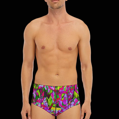 “Fuchsias” Men's Triangle Swim Trunks