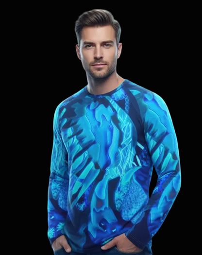 “Azure Dreamscape” Men's Raglan Long Sleeve T-shirt  | 190GSM Cotton