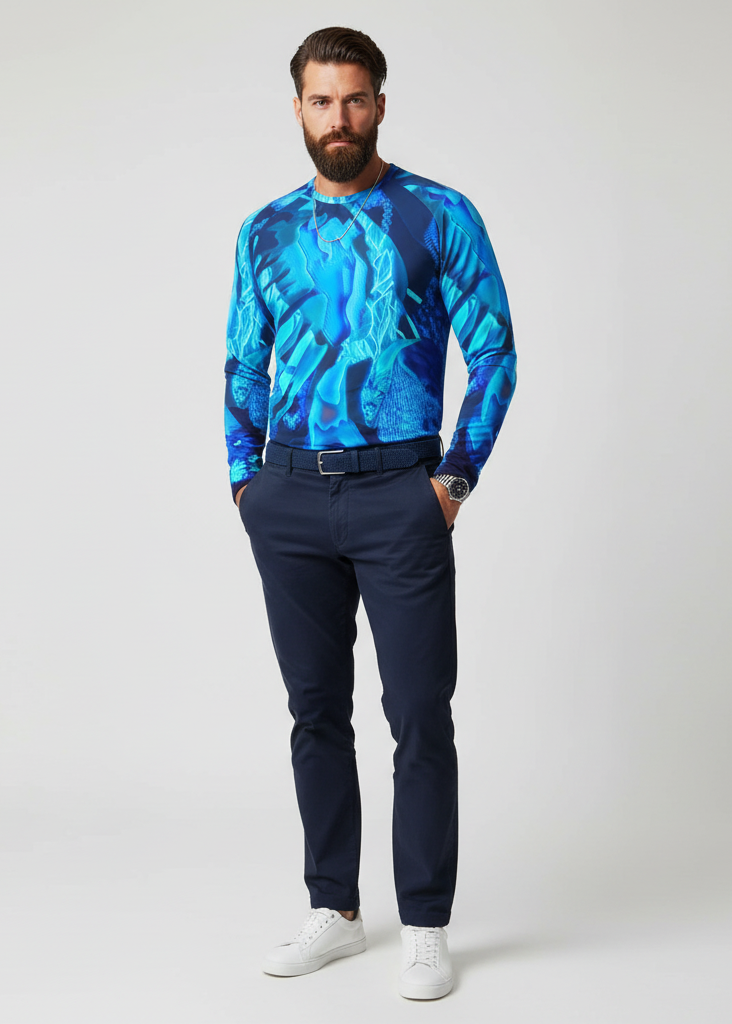 “Azure Dreamscape” Men's Raglan Long Sleeve T-shirt  | 190GSM Cotton