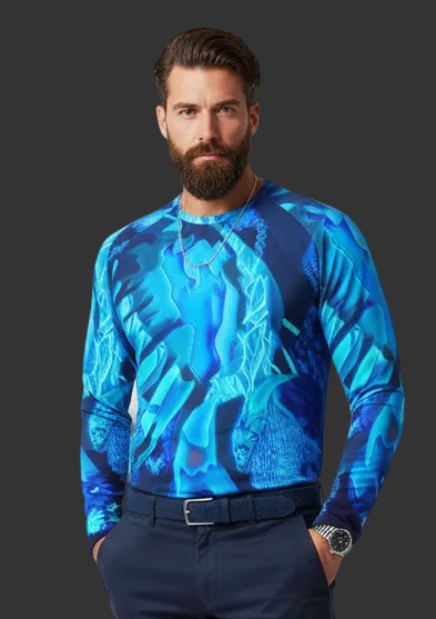 “Azure Dreamscape” Men's Raglan Long Sleeve T-shirt  | 190GSM Cotton