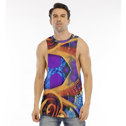 “Colour Vortex” Men's O-neck Long Tank Top