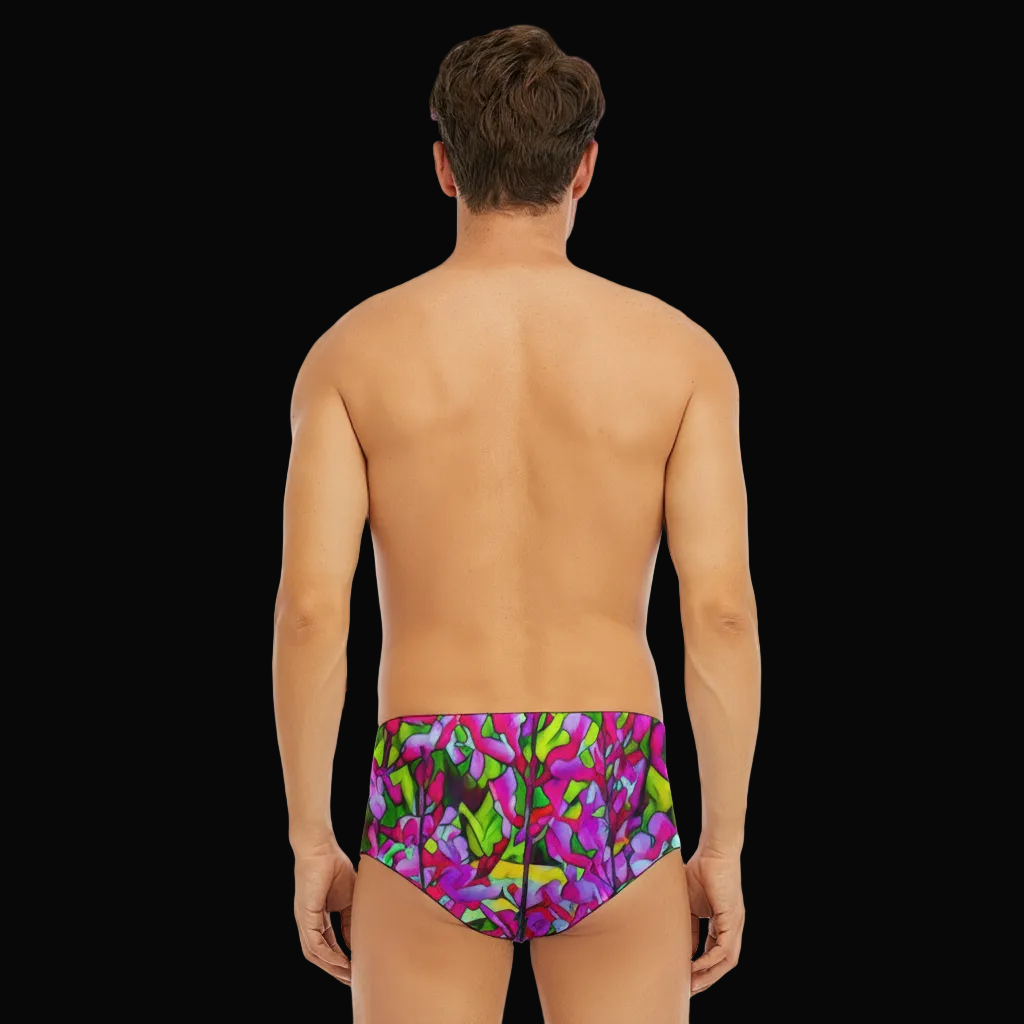 “Fuchsias” Men's Triangle Swim Trunks