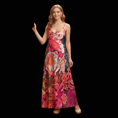“Celestial Bloom” Women's Elegant V-Neck Maxi Dress