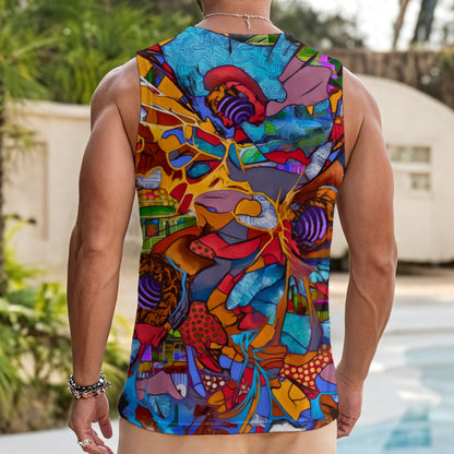 “Fractured Dreamscape” Men's Tank Top With Drawstring