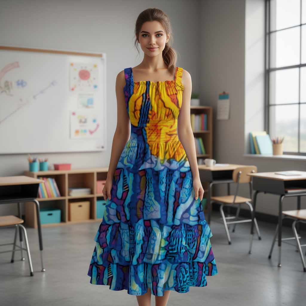 “Oceanic”  Women‘s Ruffle Hem Dress