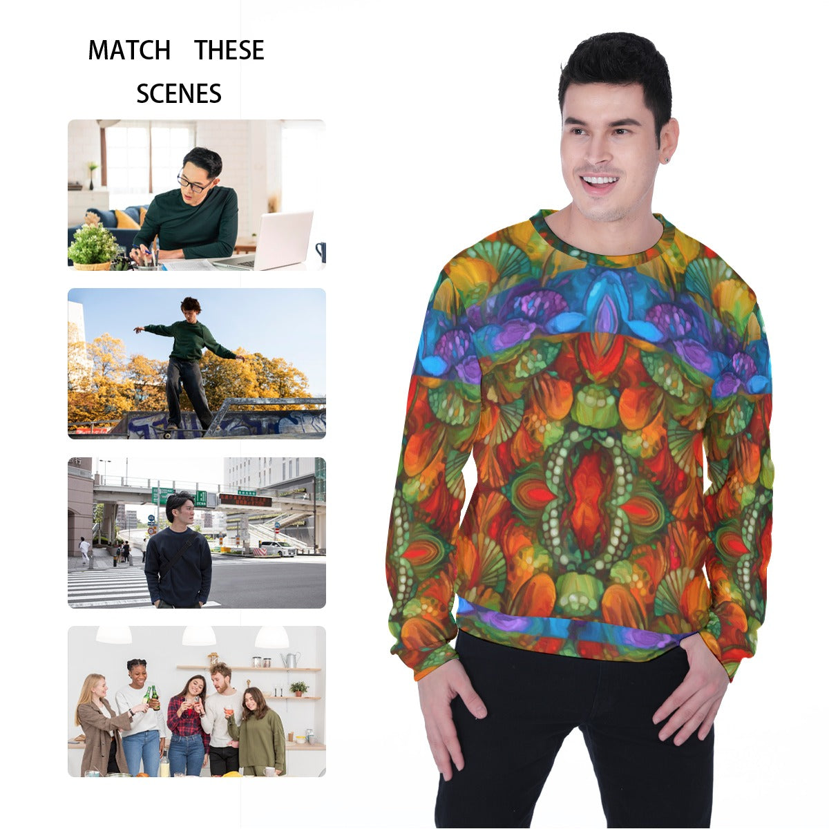 “Kaleidoscopic Spectrum” Men's Heavy Fleece Sweatshirt