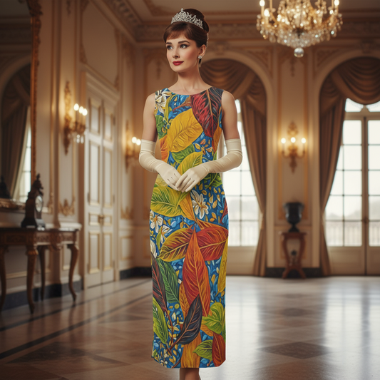 “Botanical Rhapsody”  Women's Beach Perspective Chiffon Sleeveless Dress