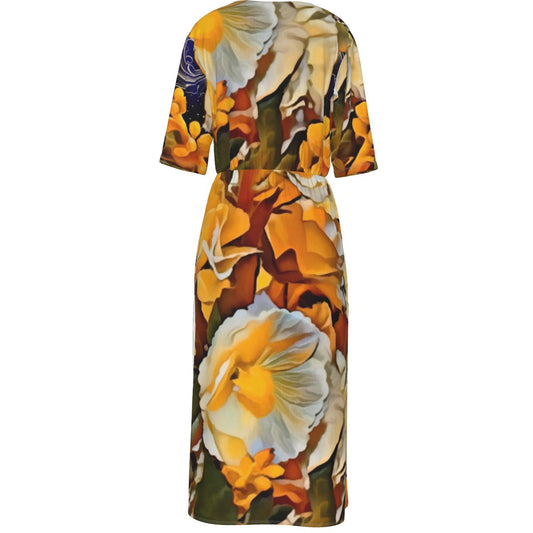“Solara” Women's Short Sleeve V-neck Dress
