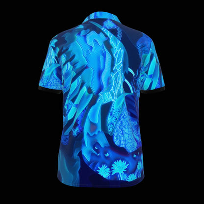 “Azure Dreamscape” Men's Polo Shirt with  Zipper