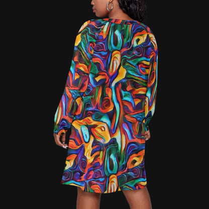 “Black Opal” Women's Dress With Raglan Sleeve(Plus Size)