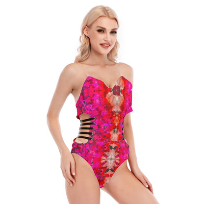 Women's Tube Top Bodysuit With Side Black Straps