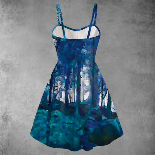 “Blue Forest” Women's Spaghetti Strap Dress