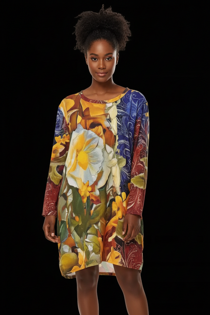 “Solara” Women's Loose Crew Neck Dress