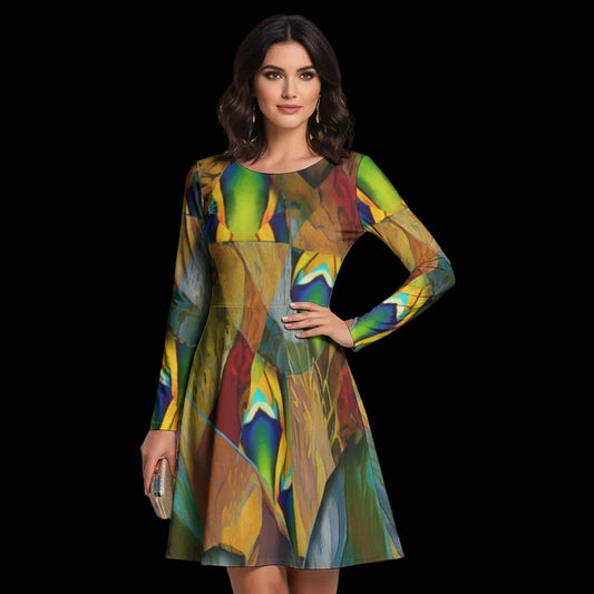 “Earthen Tessellation”  Women's Crew Neck Dress