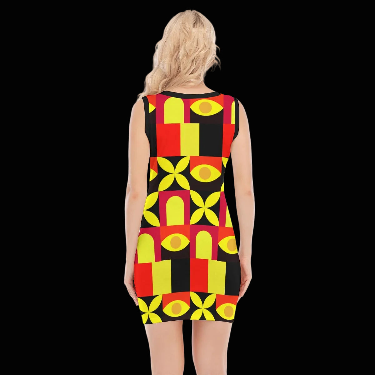 “Tricolour” Women's O-neck Sleeveless Hip Skirt