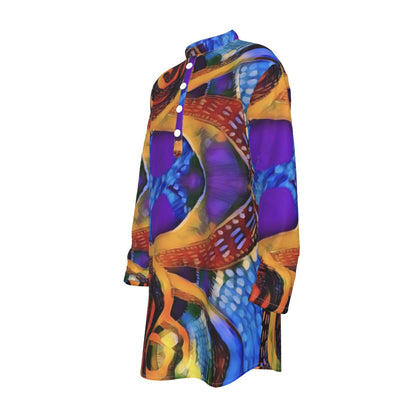“Colour Vortex” Men's Stand-up Collar Long Shirt